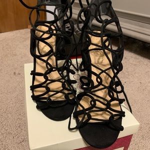 Black lace up heels